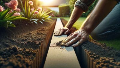 Poser des bordures en béton dans le jardin