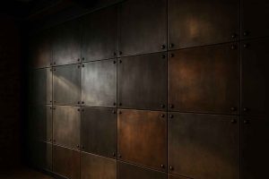 Panneaux décoratifs en métal brossé dans un intérieur industriel contemporain