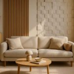 Panneaux décoratifs pour murs intérieurs dans un salon moderne au style scandinave et lumineux