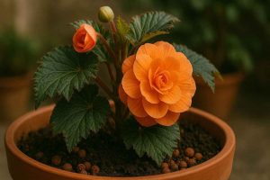 Bégonias tubéreux cultivés en pot