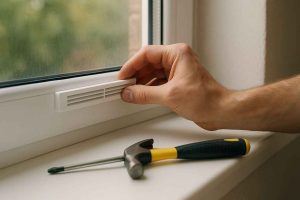 Installation d'une grille d'aération de fenêtre