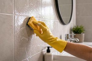 Nettoyage et entretien des revêtements muraux dans une salle de bain