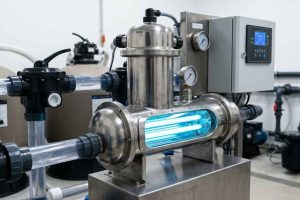 Système UV pour purifier l'eau d'une piscine biologique sans produits chimiques