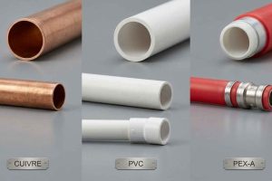 Comparatif visuel entre différents matériaux de plomberie comme cuivre, PVC et PEX pour mieux comprendre leurs différences