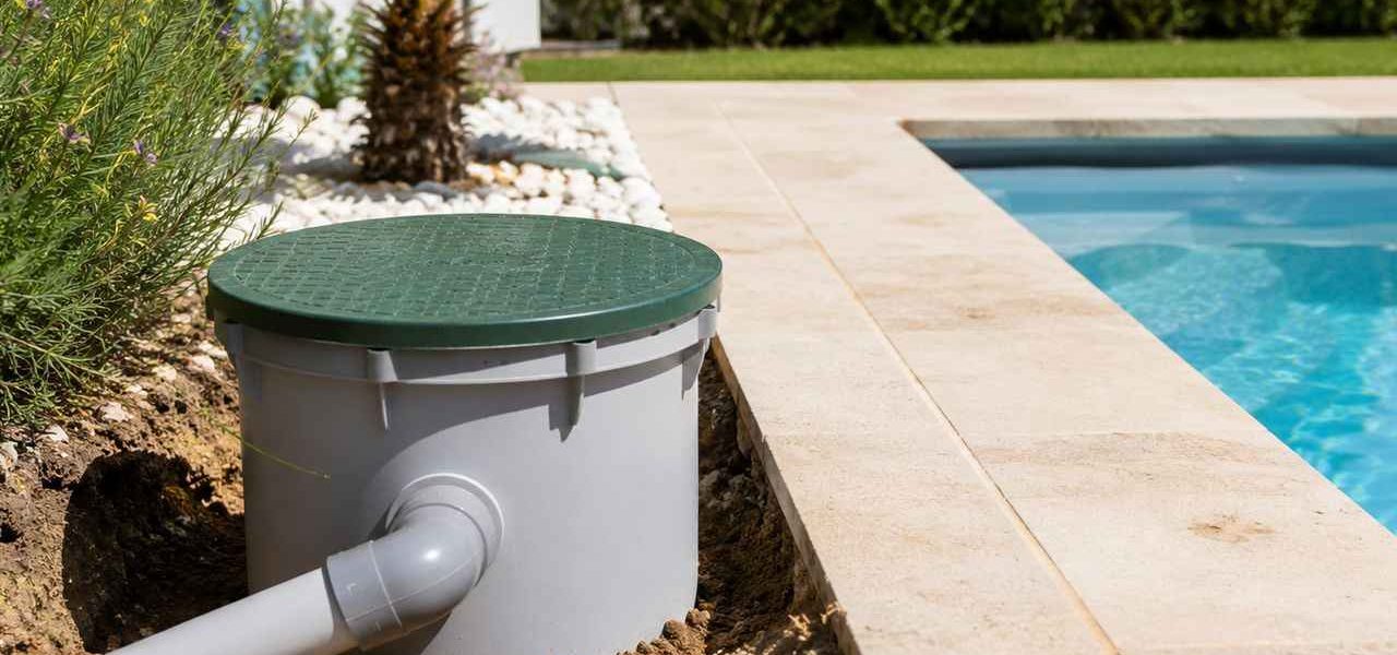 Un puits de décompression installé près d'une piscine, essentiel pour éviter les sinistres liés à l'humidité